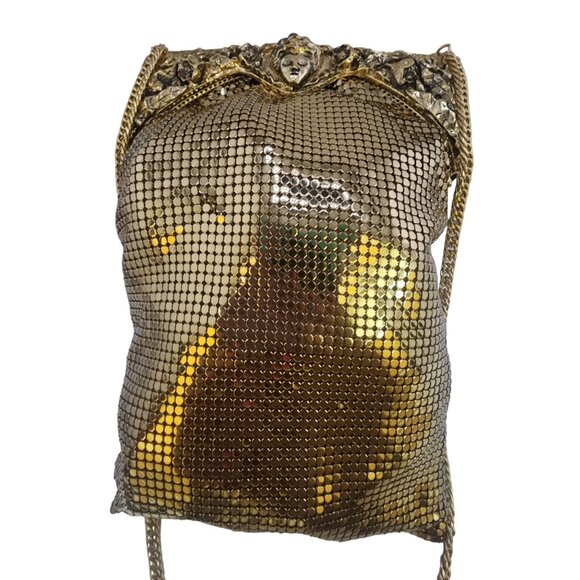 Vintage Rare NOS Whiting & Davis Face Flower Mesh Shoulder Bag in Original Box - Picture 8 of 10